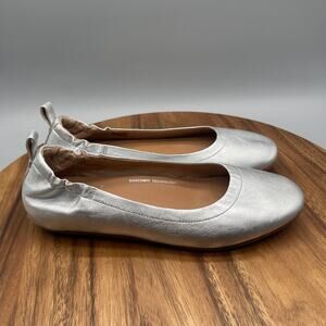 Fitflop Ballet Flats Womens Size 9 Metallic Silver Allegro Soft Leather Comfort